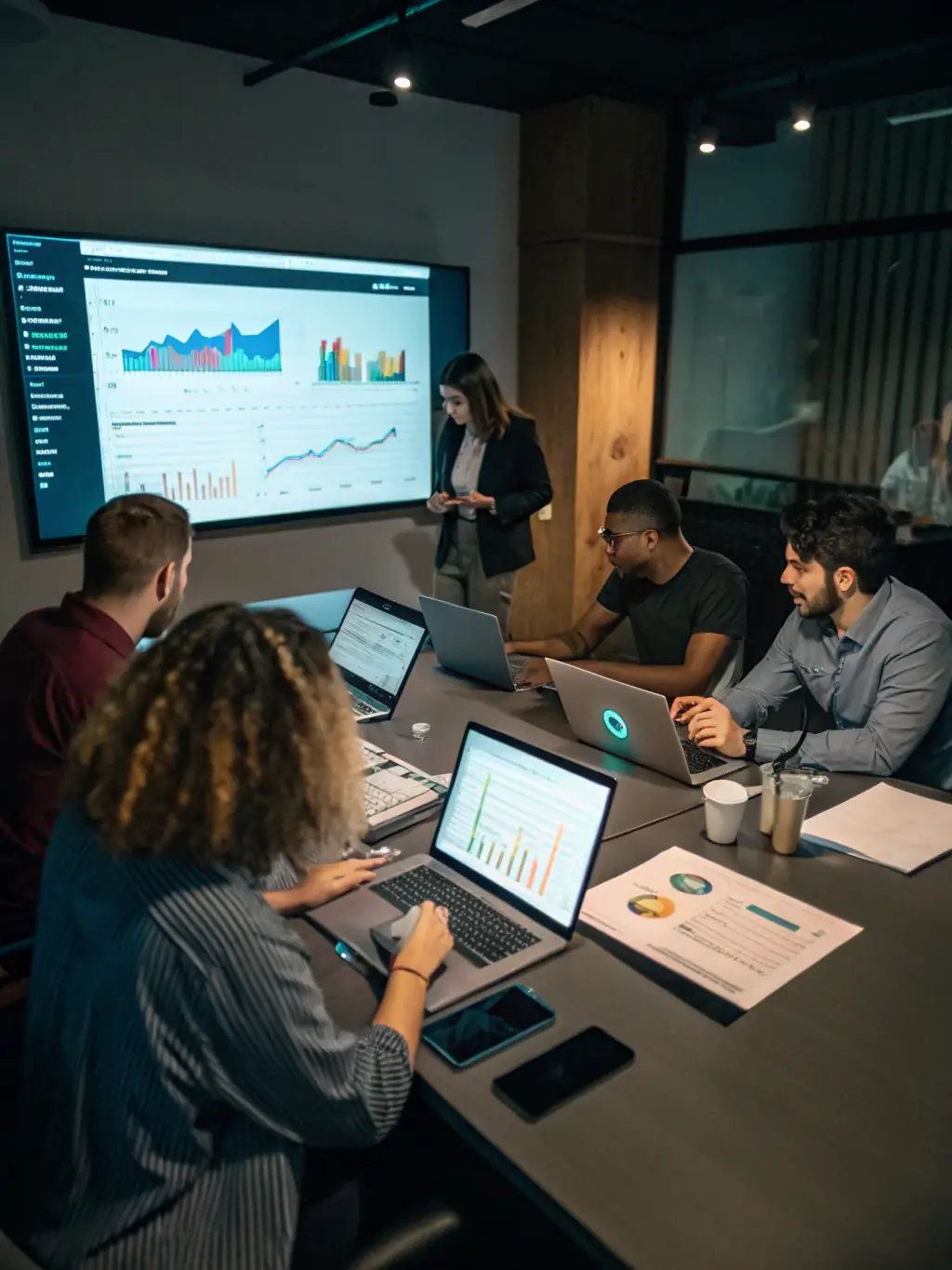 A visually appealing image of a diverse team collaborating on a digital advertising strategy, showcasing creativity and teamwork.